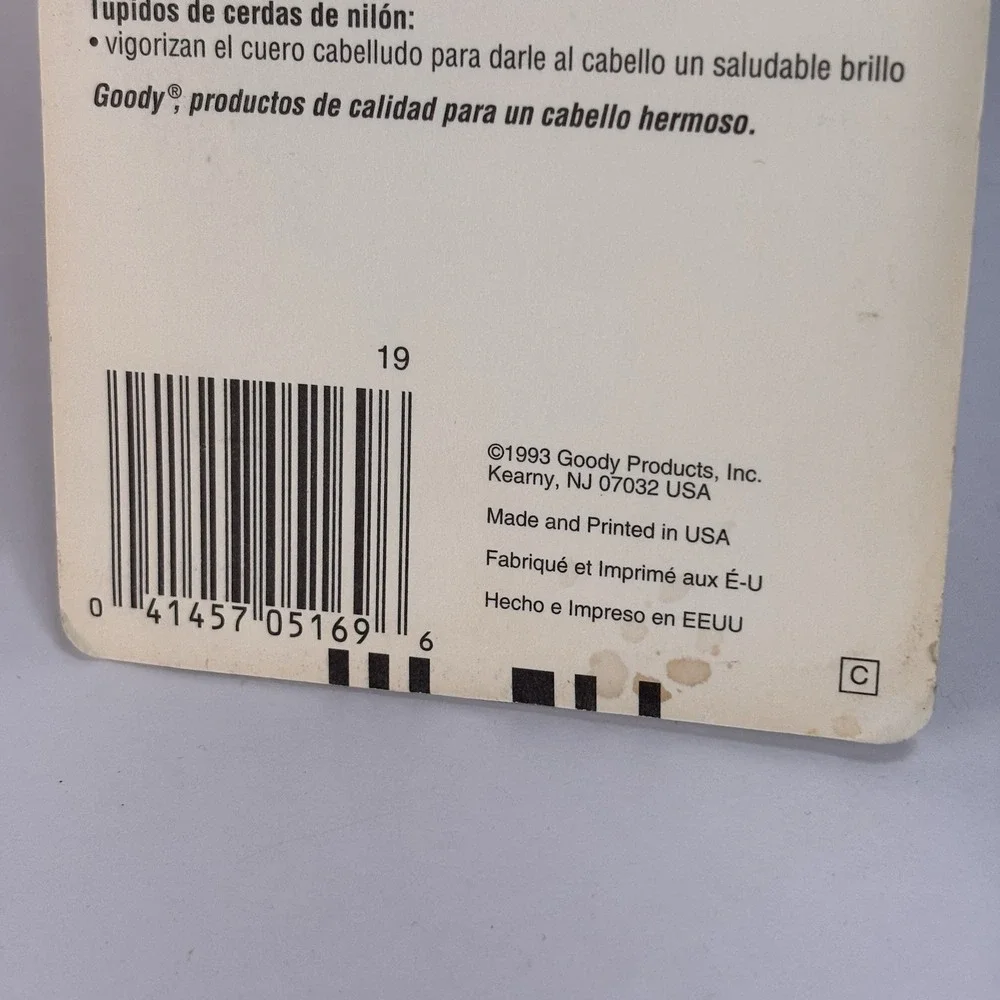 Vintage Goody Styling And Finishing Brush Nylon Bristles #9100 White Handle NEW